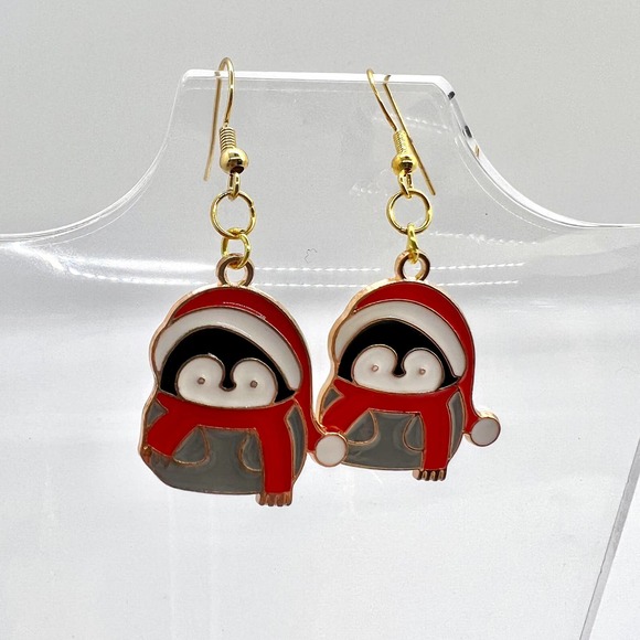 Christmas Earrings - Penguin Earrings - Reindeer Earrings - Santa Hat Earrings - Picture 2 of 10